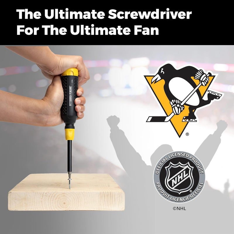 Megapro ® NHL® Team Edition Multi-bit Screwdriver | Officially Licensed NHL® Gear | Durable, Ergonomic, Pro-Grade Screwdriver (Pittsburg Penguins®) - Image 5